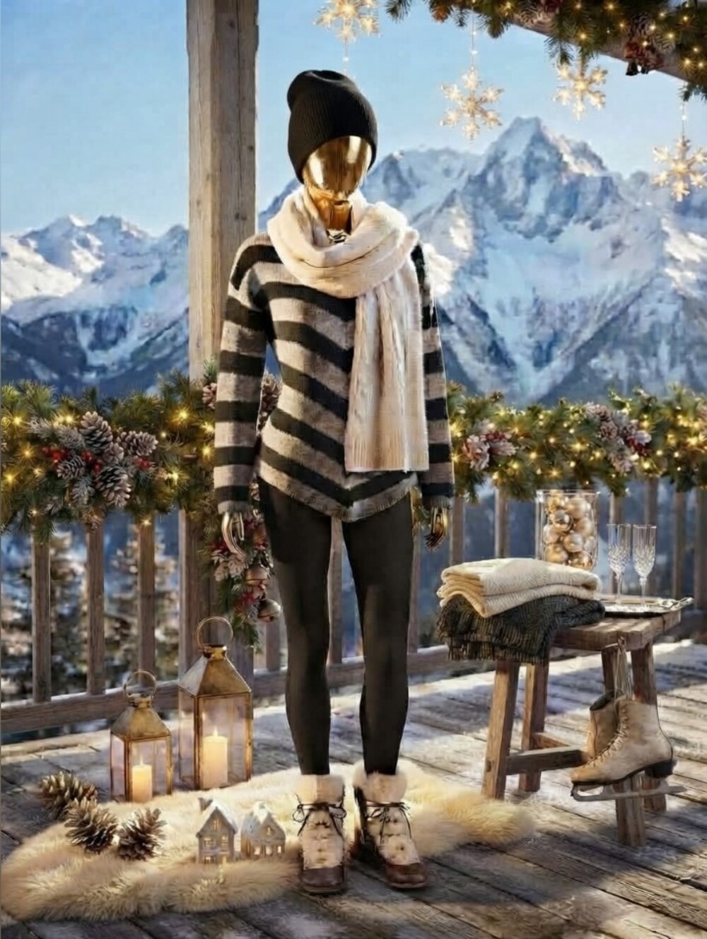 Whimsy Stylish Warm Sweater in Gray & Black
